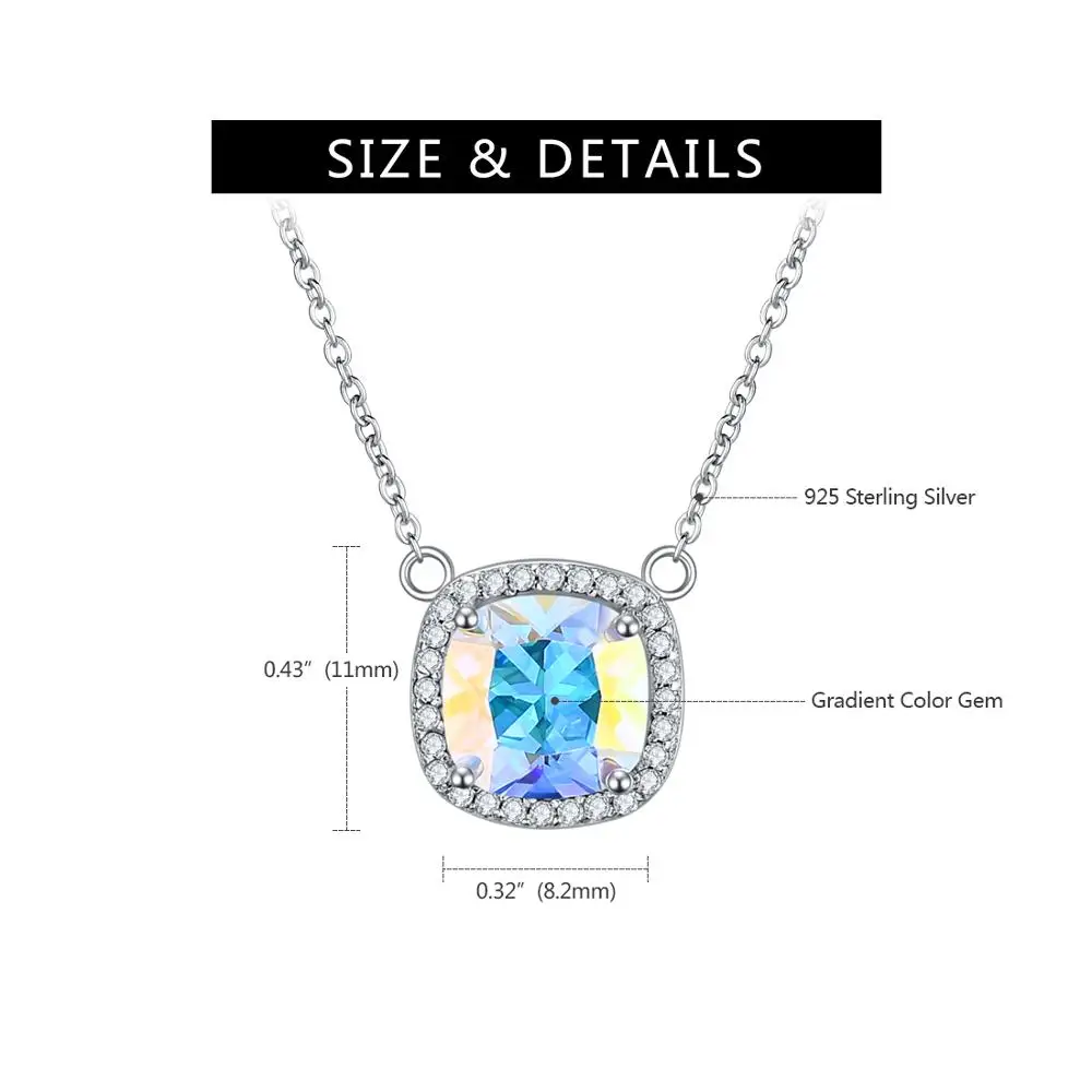 Женское ожерелье из серебра 925 пробы с квадратным кулоном|Ожерелья| |