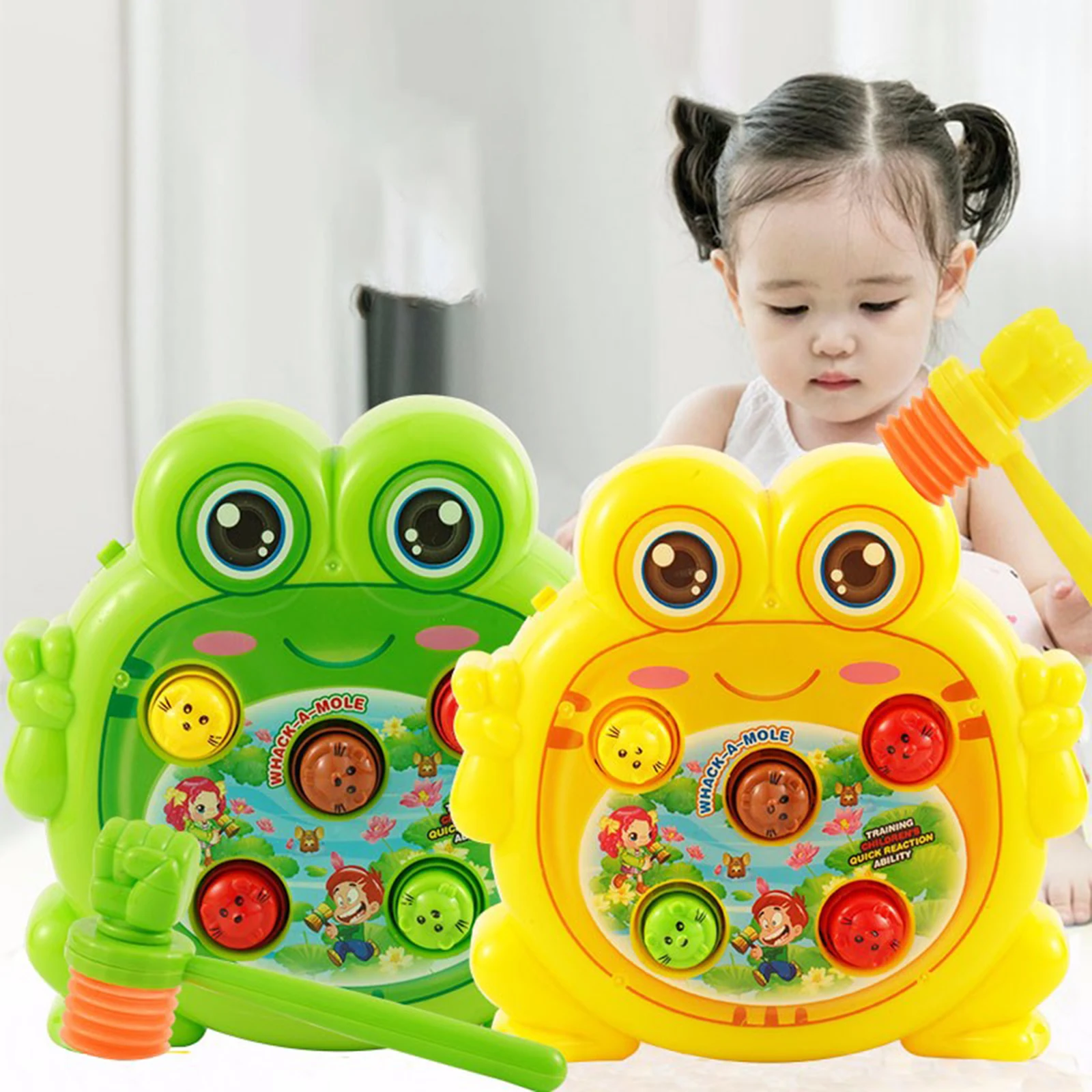 

Whack-A-Mole Toy Baby Eye-Hand Coordination Ability Training Whack Animal Toy With Plastic Hammer Child Family Educational Toy