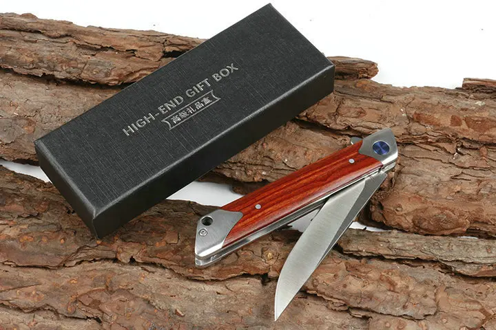 

High Quality Folding Knife Pen Knife Hunting Knife With Wooden Handle Camping Rescue Tool Military 8CR14MOV Steel Outdoor EDC