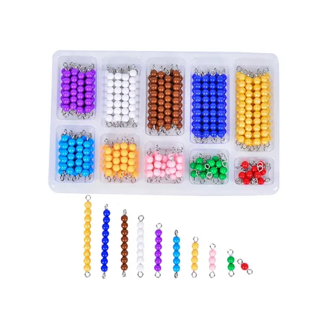 Цветные бусины Монтессори, цепи, математический обучающий материал, детская арифметическая бусина, 1-10 чисел, познавательная игрушка