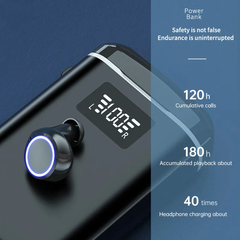 

M7 TWS Earphone Bluetooth 5.1 Wireless Headset IPX7 Waterproof Sport Headphone Earbuds With 4000mAh Flashlight To Charging Phone