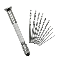 mini aluminum hand drill 10pcs micro hss twist drill bits for jewelry watch hobby hand tool diy manual brilling tool