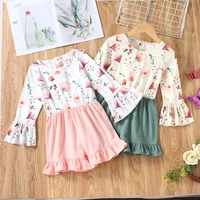 spring fall baby jumpsuits boho sweet flower print long flared sleeves baby girl rompers baby clothes kids clothes playsuit 1 6y