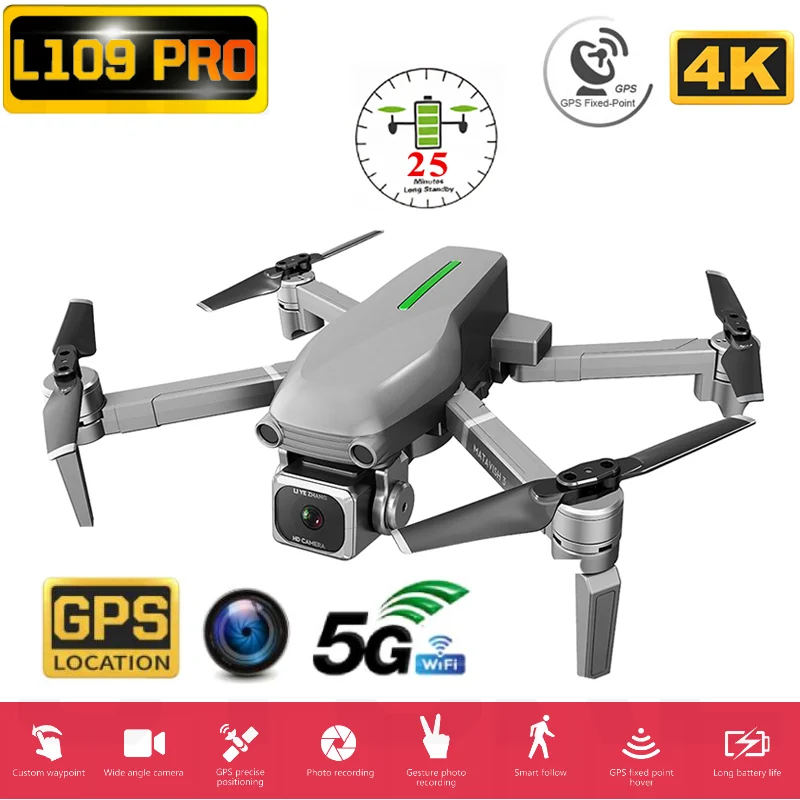 Профессиональный Квадрокоптер L109 Pro RC 4K GPS HD камера 5G WIFI FPV бесщеточный двигатель