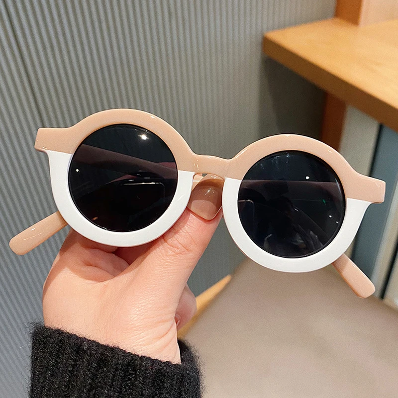 

2021 New Fashion Brand Candy Color Round Sunglasses For Children Vintage Leopard Pink Frame Small Sun Glasses Girls Boys Eyewear