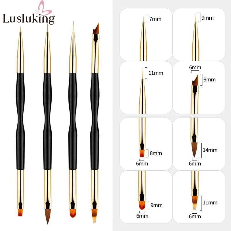 

Nail Art Brush Pen Tips Line Extension Builder Acrylic Jagged Gradient French Round Flat Painting Draw Liner Manicure Tools