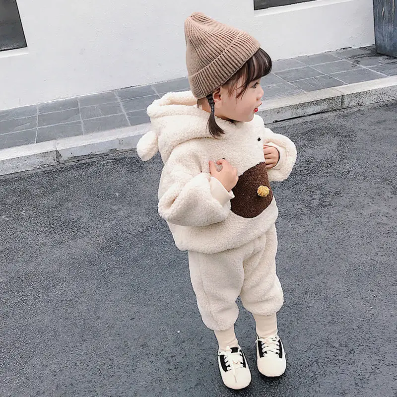 

Baby Girls Autumn Winter Clothes Women's Suit Plus Velvet Thickening Baby Warm Clothes Girls and Children Two-piece Suit