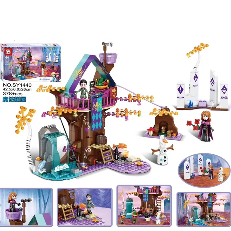 Волшебный домик на дереве лед и снег мир девочка игрушки для сборки маленький