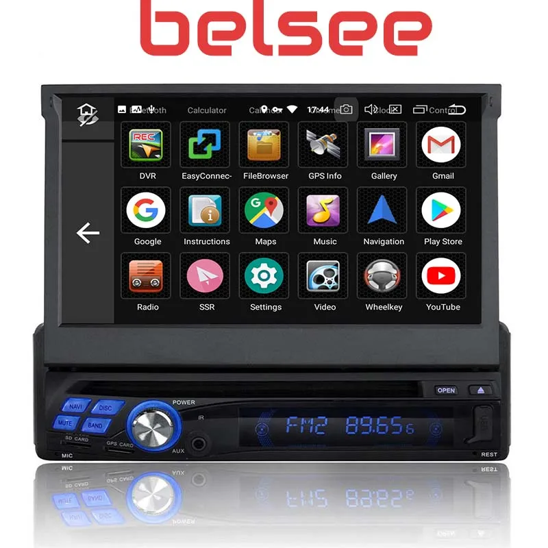 Belsee One 1 Din " Android 9,0 флип Автомобильный GPS Стерео Радио мультимедийный плеер с сенсорным экраном DAB+ Ram 4G Rom 64GB DSP головное устройство