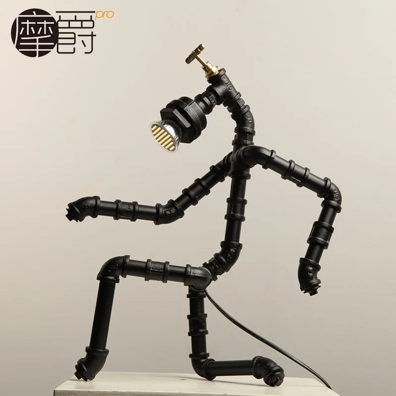 Loft винтажный водопровод Настольная лампа персонализированные tieyi робот |