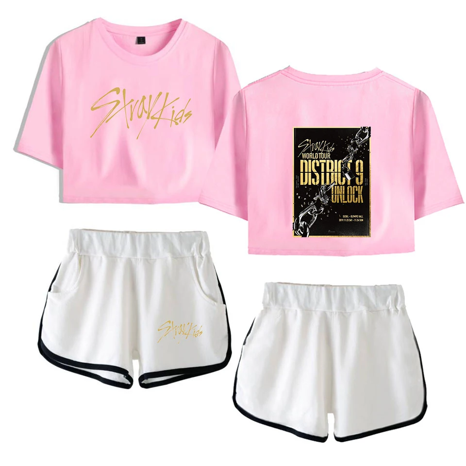 

kPOP street children 2D printing ladies 2021 fashion casual two-piece shorts + street short-sleeved T-shirt hot sale clothes