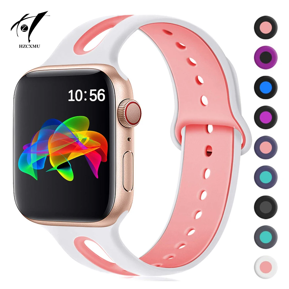 

Silicone Strap For Apple Watch band 45mm 41mm 40mm 38mm 44mm 42mm Rubber wristband Sport belt bracelet for iWatch SE 7 6 5 4 3 2