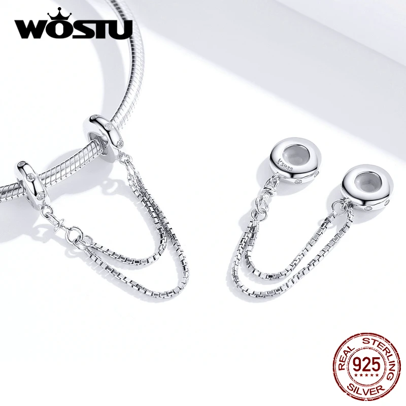 WOSTU 100% 925 пробы серебро кремния безопасносные браслеты с подвесками подходят к