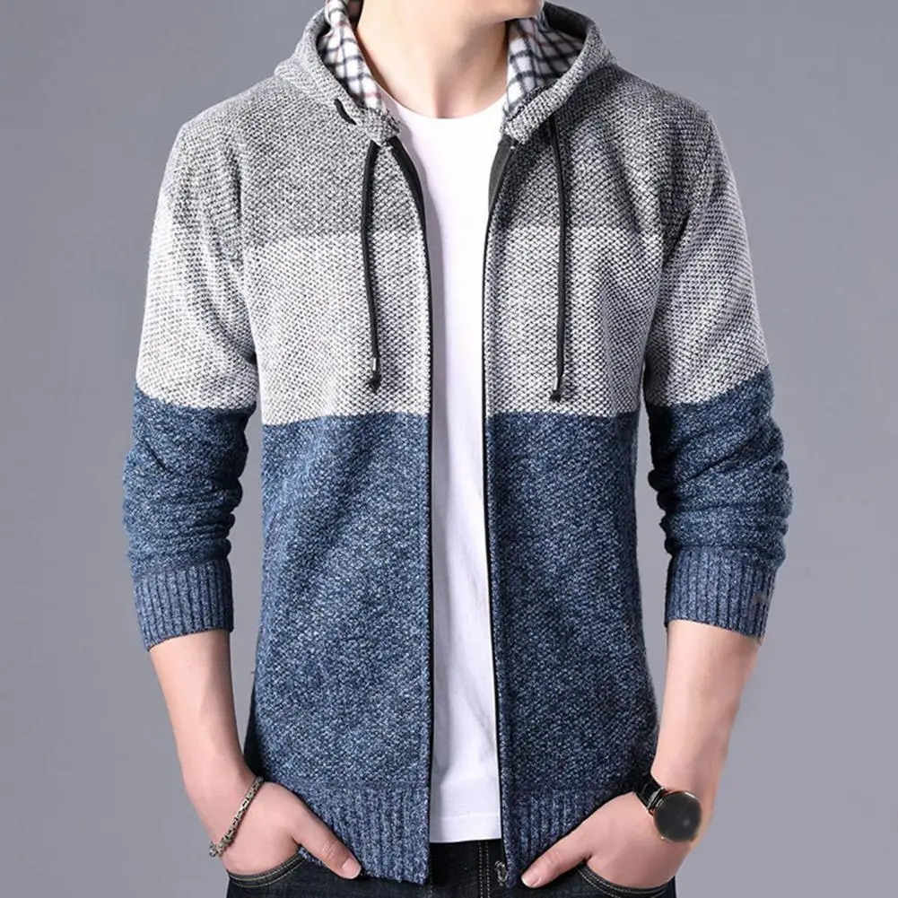 Осенне-зимняя мужская приталенная куртка на молнии с длинным рукавом плюшевый