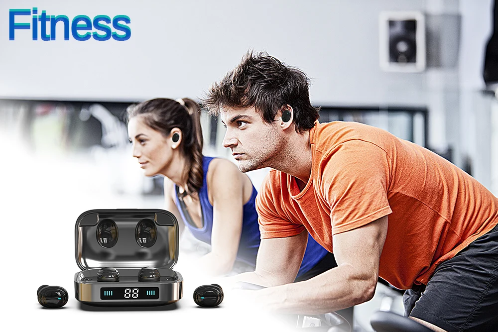 TWS wieless bluetooth гарнитура геймер стерео наушники водонепроницаемые спортивные наушники со светодиодный дисплеем 2000 мАч Зарядное устройство Коробка для xiaomi