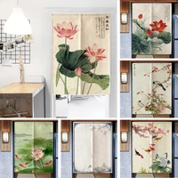 chinese ink printing polyester cotton noren door curtain home bedroom kitchen entrance partition decor fengshui hanging curtains