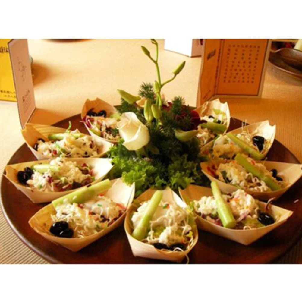 Одноразовый поднос для суши деревянный 50 шт. большой из натуральной березы