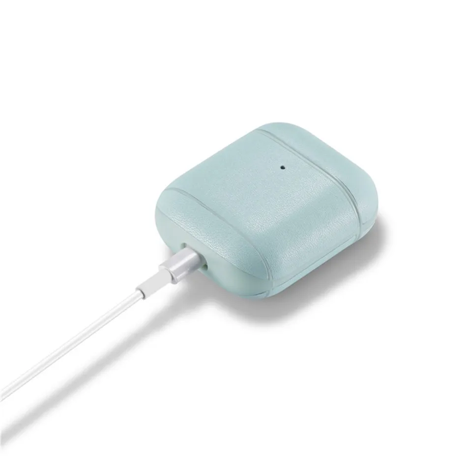 OTTWN цветной кожаный чехол для наушников для airpods1 2 Простой чистый цвет беспроводные bluetooth наушники защитная крышка для airpods