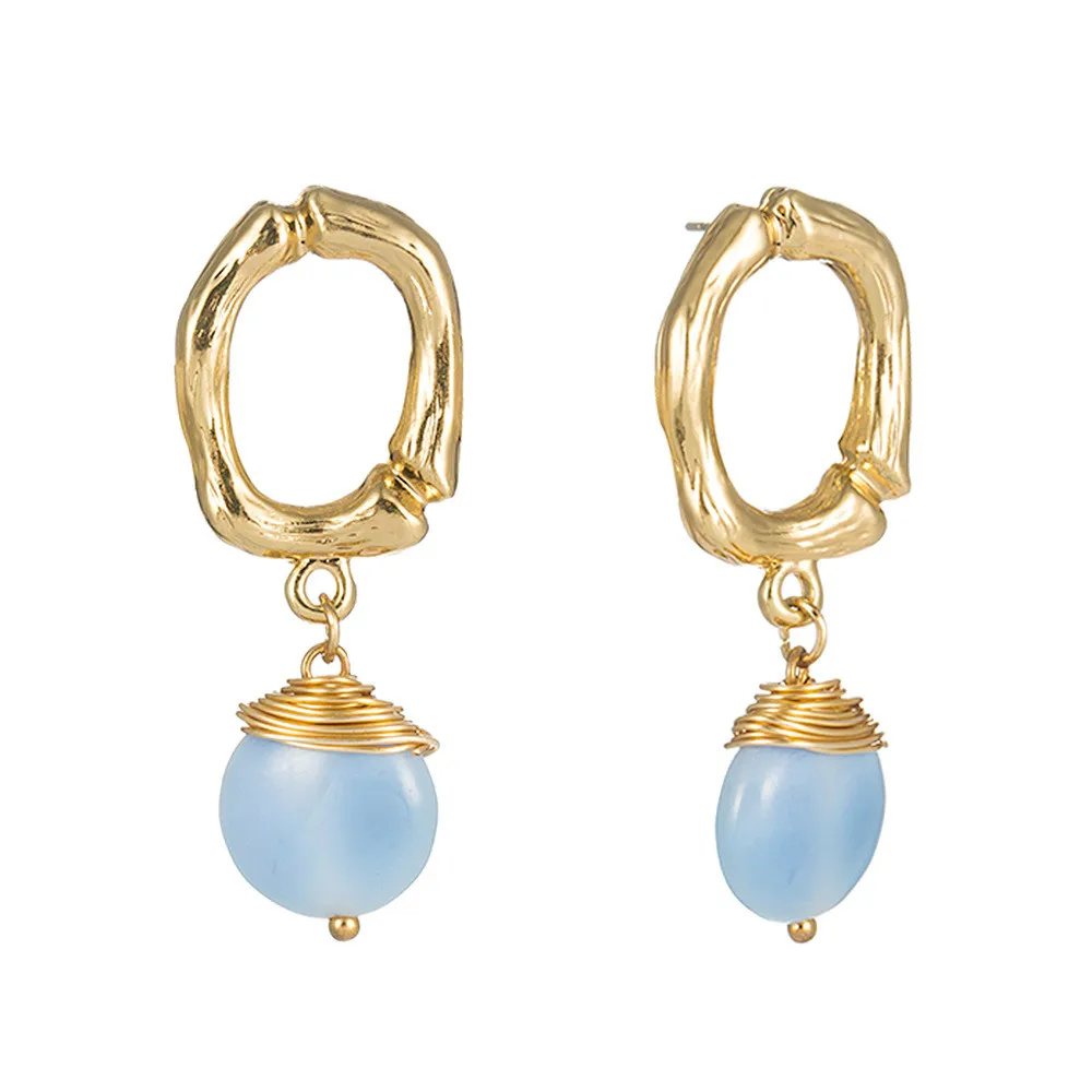 Для женщин модные Гламурные женские серьги красочные натуральный камень простой