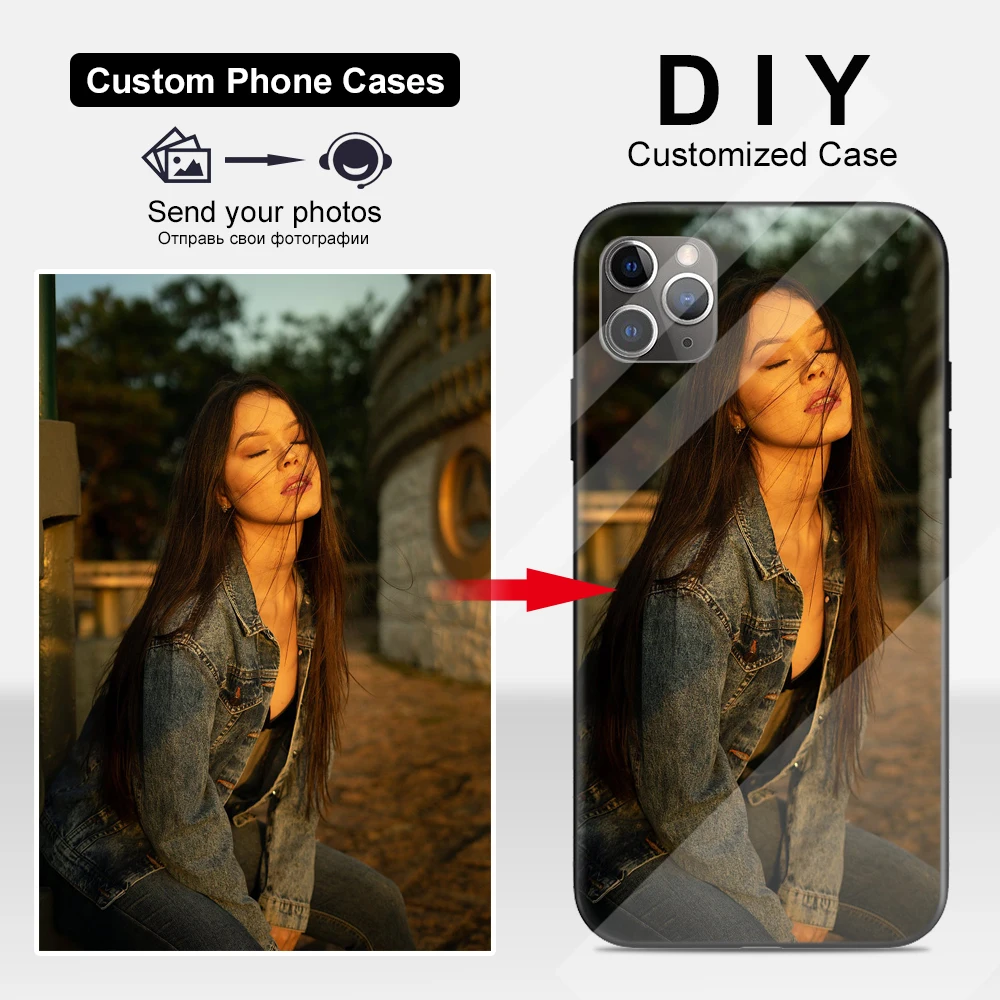 Индивидуальный чехол из закаленного стекла для телефона iPhone12 мини 11 Pro Max X XR XS 8 7 6s