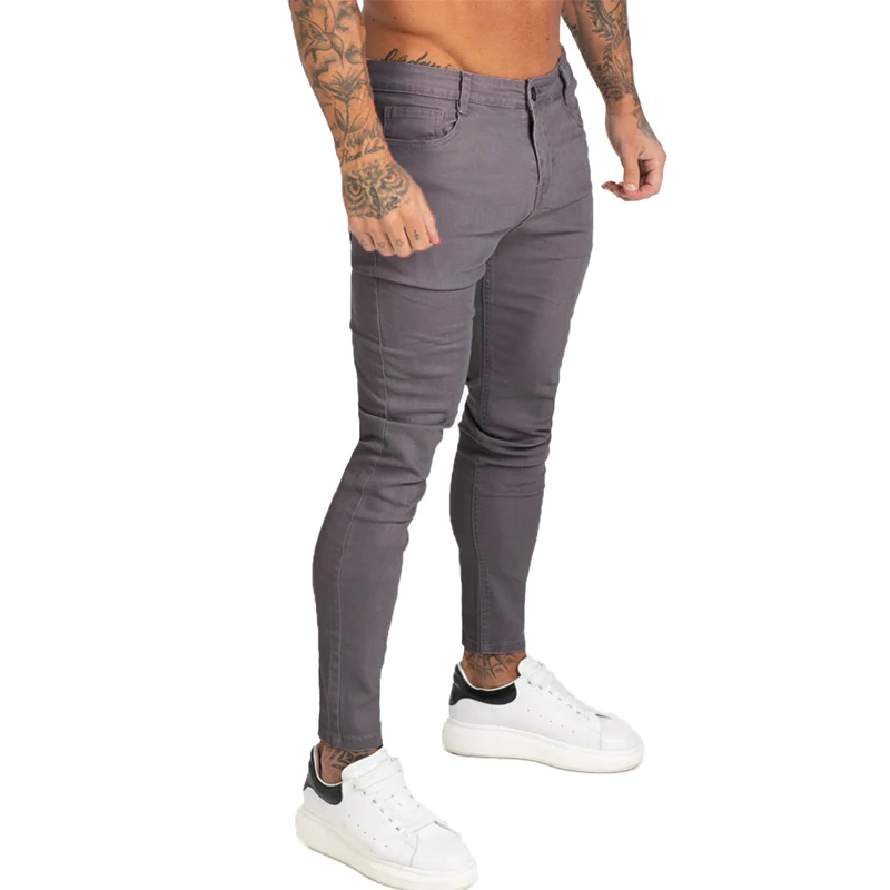 GINGTTO брендовые джинсы Для мужчин Homme Slim Fit супер обтягивающие для в стиле хип хоп