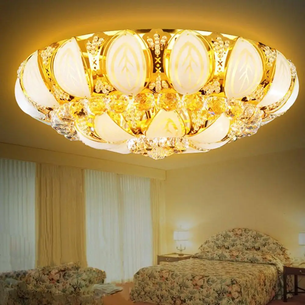 

Luxury Crystal Chandeliers, Modern Flush Mount Ceiling Light Pendant Lamp Fixture Suitable for Living Room