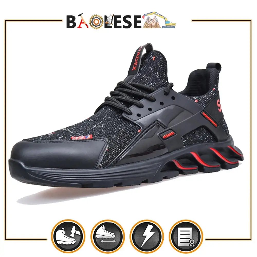 

BAOLESEM Safety Shoes Man Safety Shoes Man Work Safety Shoes Slip Resistant Steel Toe Anti-smashing Indestructible Sneakers