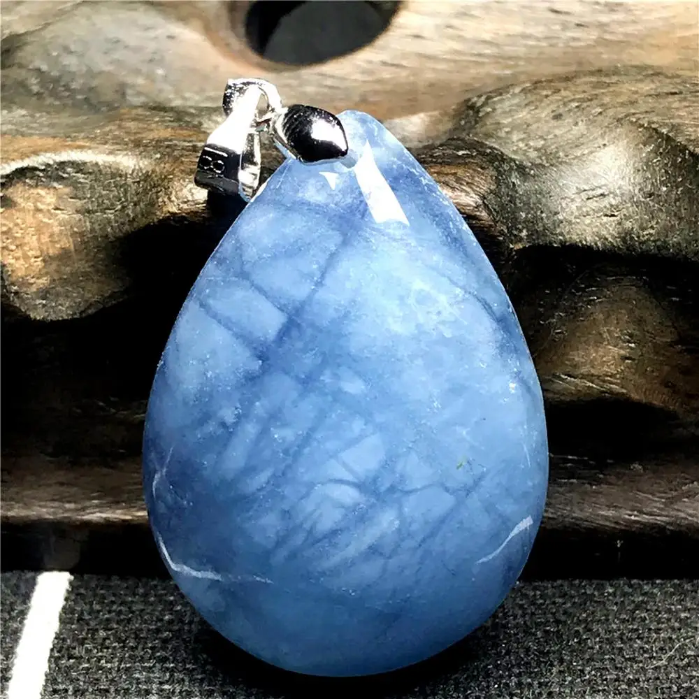 Натуральный морской синий Аквамарин кулон ювелирные изделия для женщин мужчин