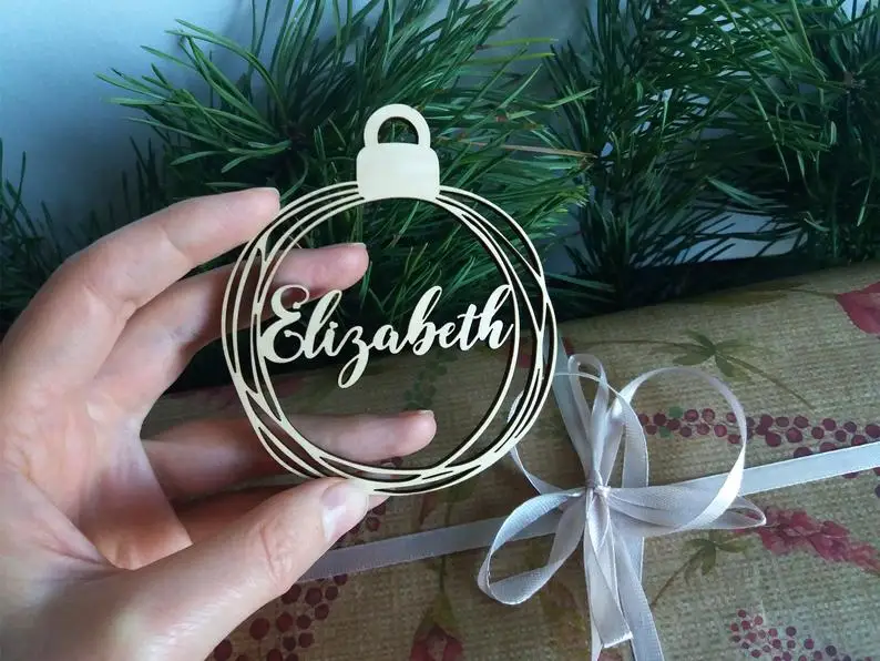 First Christmas bauble personalized Custom bauble laser cut names CHRISTMAS gift