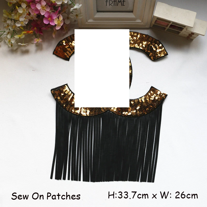 Для пришивания на одежду блестки двойная C-образная аппликация C &amp с кисточками