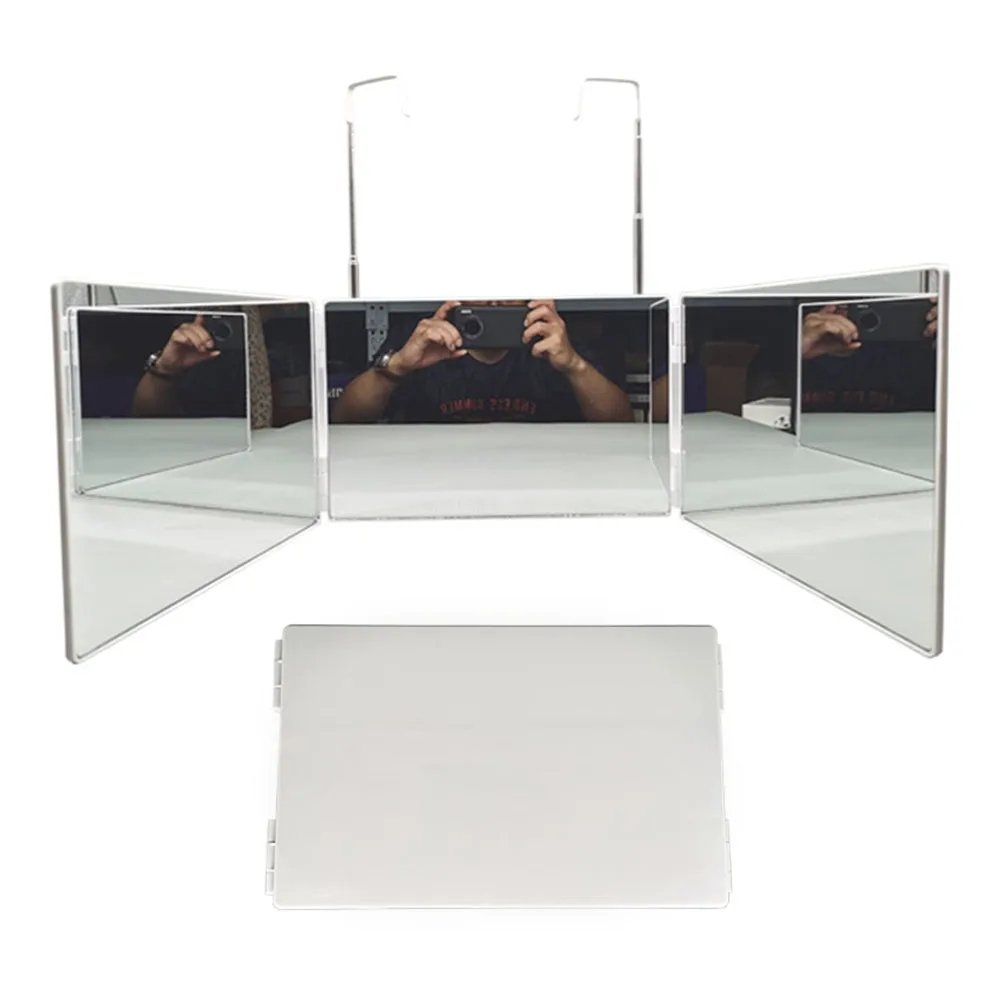 

New Hanging 3-Way Mirror A 360-degree Viewing Angle Practicing Mirror For Self Hair Cutting And Styling DIY Haircut Tool White