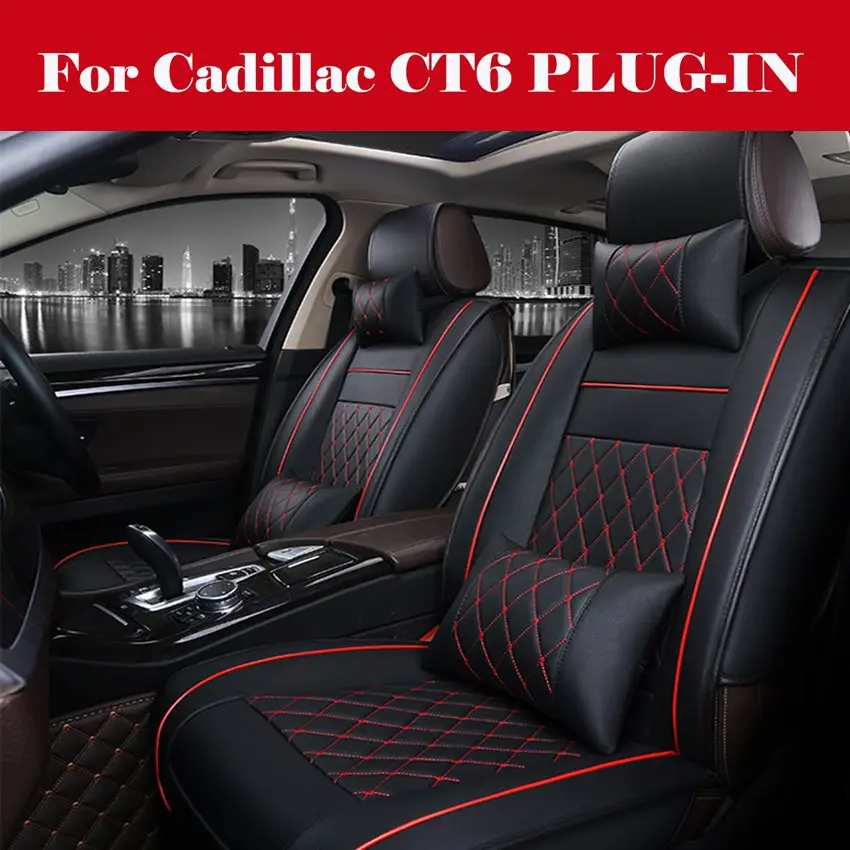 

Luxury Car Seat Covers PU Leather 5-Seats Front+Rear SUV Truck Cushion Full Set For Cadillac CT6 PLUG-IN