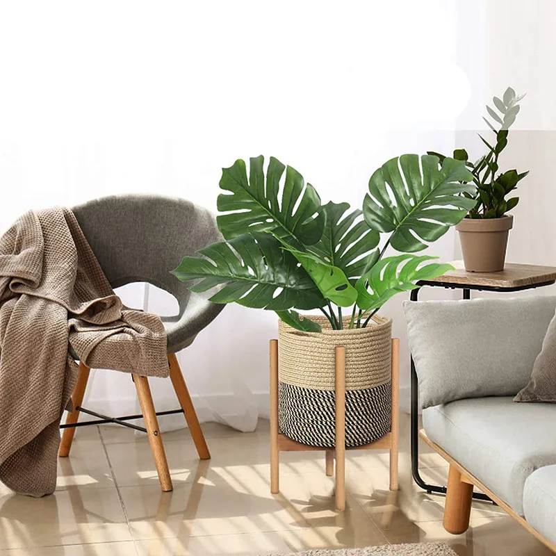 

NEW Large Cotton Storage Basket Woven Rattan Plant Flower Pot Laundry Baskets Home Decoration Clothes Toy Organizer Storage