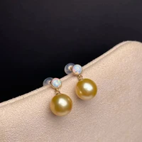 shilovem 18k yellow gold natural freshwater pearls drop earrings fine jewelry women trendy wedding plant new myme8 5 9662zz