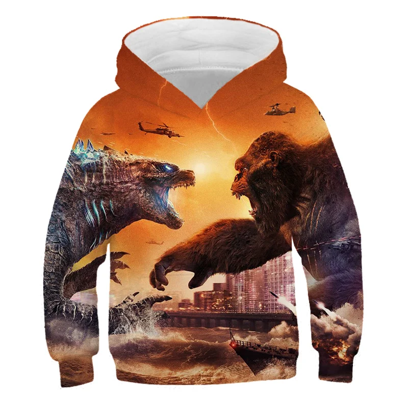 

3D Kids Hoodie Godzilla- Animal Sweatshirt for Boys Girls 3D Printed Tops Child Long Sleeve Fashion Cool Children Clothes