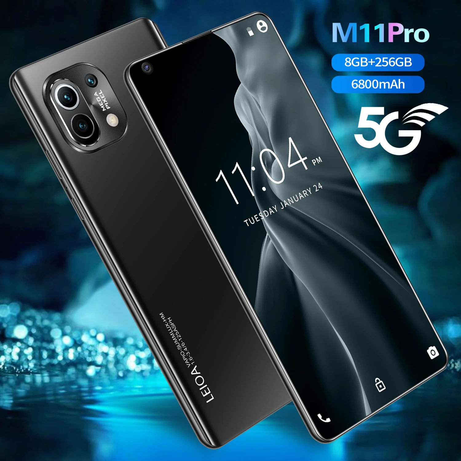 

M11 Pro 7.3 Inch 8+256GB 16+32MP 6800mAh 10 Core Cell Phone 5G Network Fingerprint ID Andriod 10.0 Dual SIM+Micro SD Smart Phone