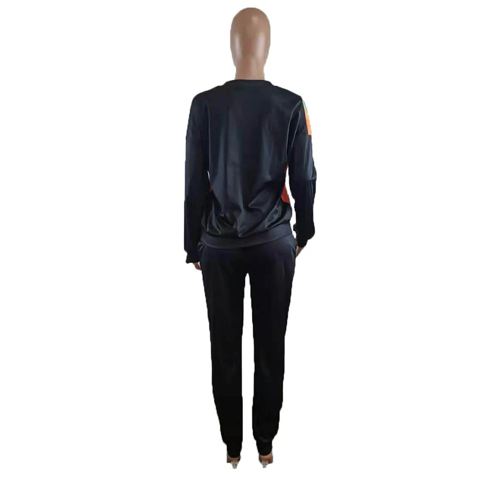 

Character Print Long Sleeve Workout Sweatshirt and Baggy Sport Sweatpant Women Hoodie Two Piece Sets Active Wear Plus Size Suit