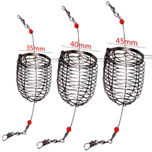 5PCS  Fish Small Stainless Steel Bait Cage Basket Feeder HolderFishing Lure Cage Fishing Accessories