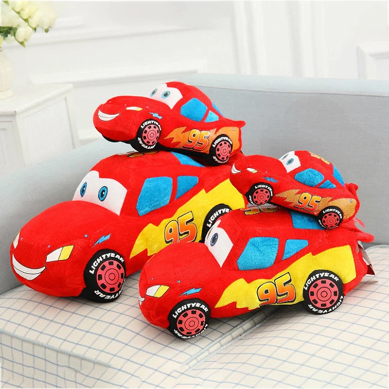 Disney Pixar-almohada de coche de peluche para ni&ntilde;os, juguetes de Rayo Mcqueen, modelo de dibujos animados bonitos, los mejores regalos para ni&ntilde;os, almohadas para beb&eacute;s de 25, 35, 45 y 55cm-1