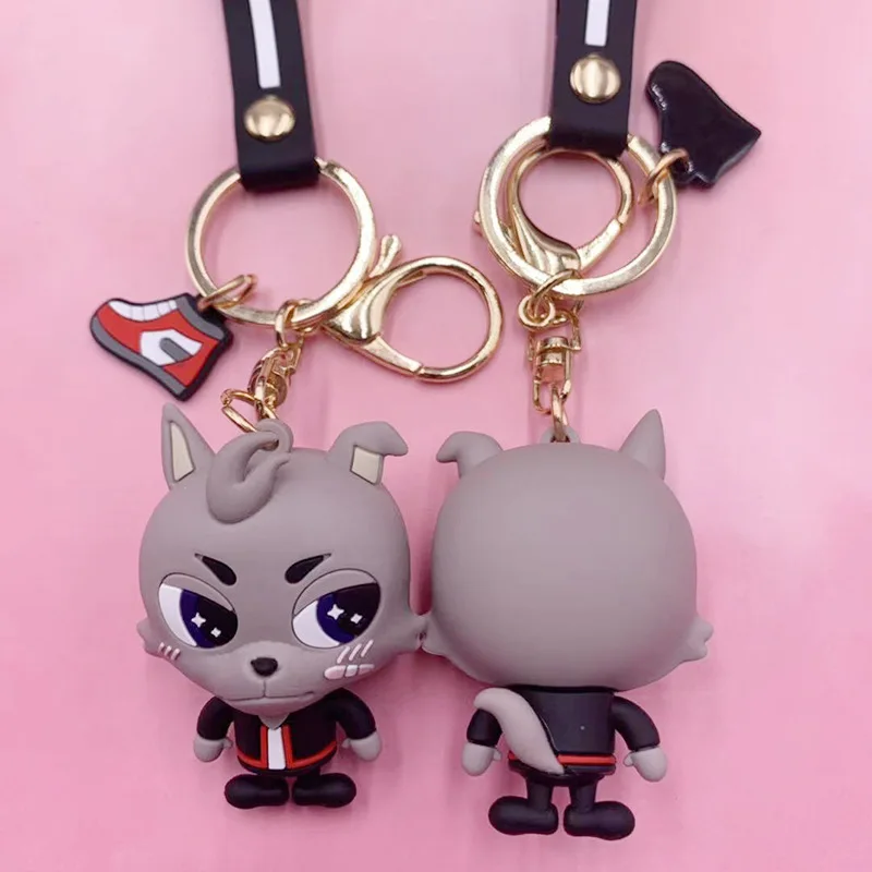 

Couple KeyChain Wolffy Red Wolf Pendant Jubilant Couple Car Drop Glue Soft Glue Cartoon pleasant goat with Wolffy key chains