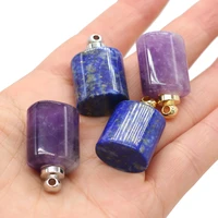 natural stone perfume bottle connector essential oil diffuser charm amethysts lapis lazuli pendant necklace women gift 18x30mm