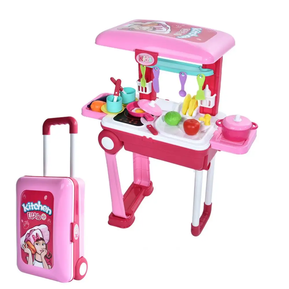 2 в 1 чехол на колесиках набор кухонной посуды имитация еды ролевые игры кухонная