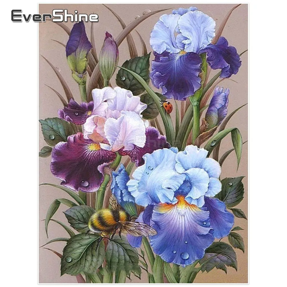 EverShine Diamond Mosaic Flowers Picture Of Rhinestones Full Round Embroidery Cross Stitch Paint With Diamonds | Дом и сад