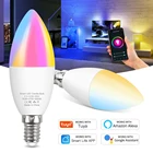 Функция голосового Управление Wi-Fi RGB умный светильник накаливания с регулируемой яркостью E14 LED декоративный светодиодный светильник RGB + белый свет, переменный ток 85-265 работать с Alexa Google Home Smart