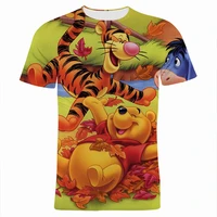 winnie the pooh cartoon anime clothes for boy girl kids summer fashion 3d print women t shirt oversized mens tee shirts