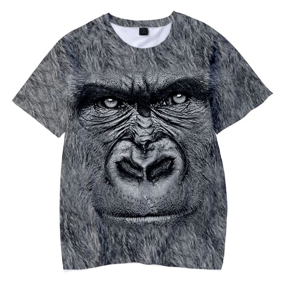 Мужская футболка с 3D лицом чимпанзе, Реалистичная Забавная детская футболка с лицом животного, Тедди, Хаски, слон, 3D футболка