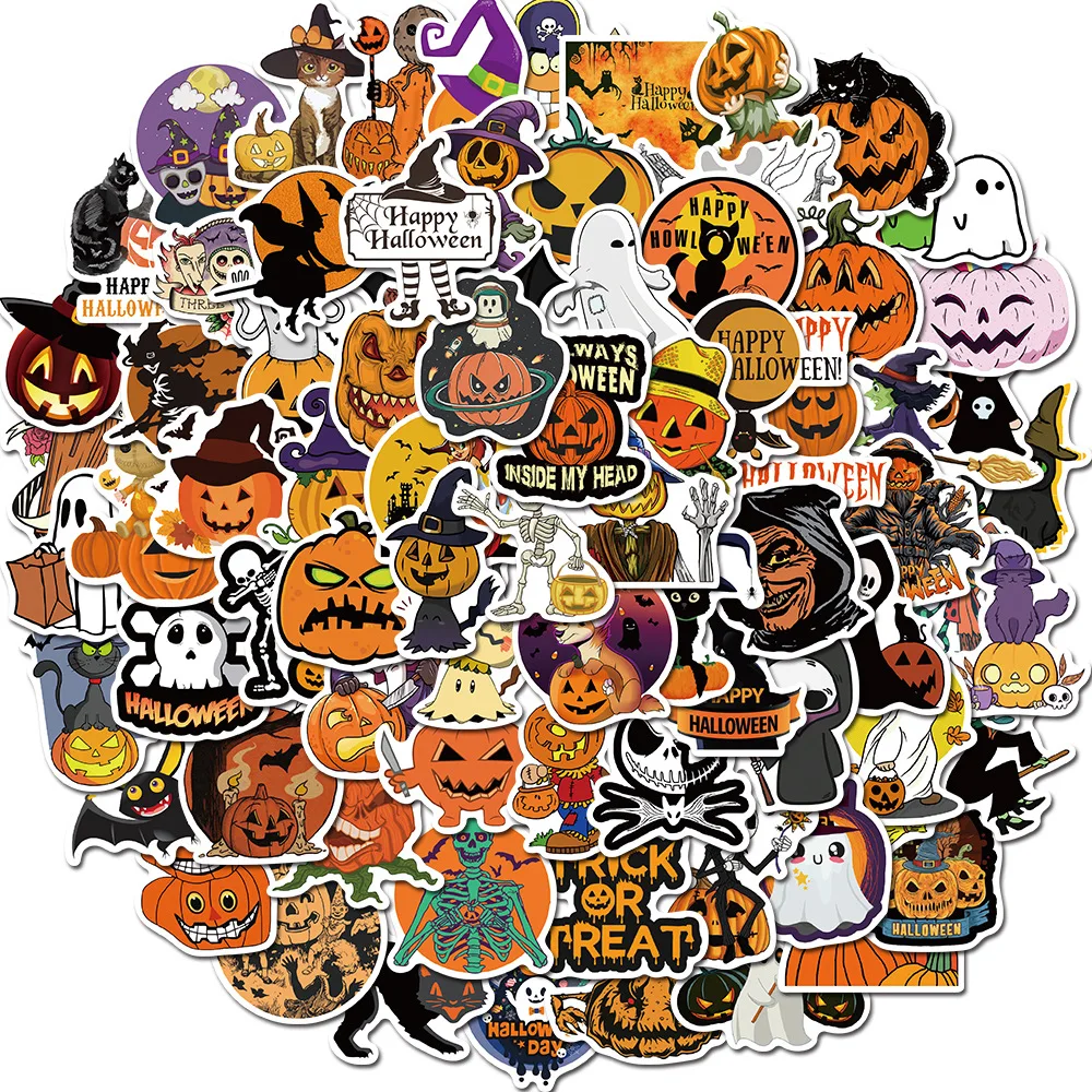 

10/30/50PCS Cartoon Halloween Horror Pumpkin Funny Suitcase Skateboard Waterproof Sticker Graffiti Decoration Toy Wholesale