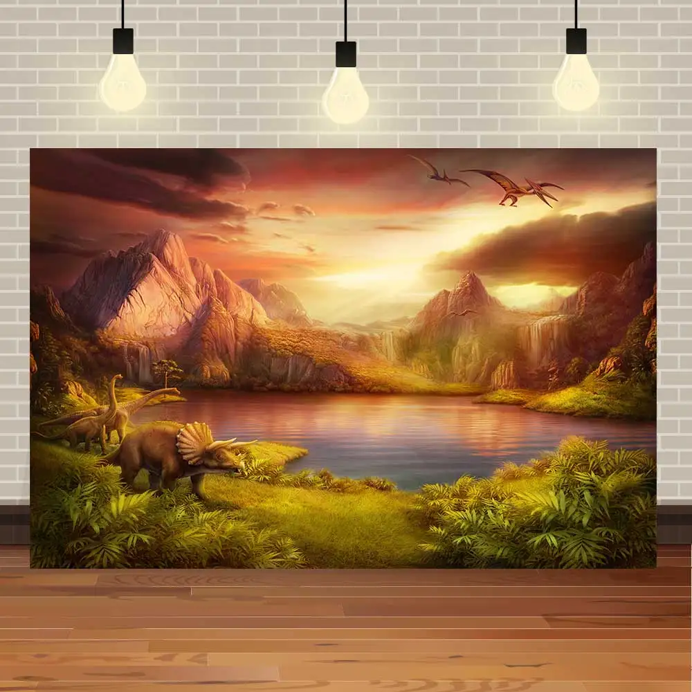 

Фон для фотографирования с изображением динозавра из джунглей Юрского периода