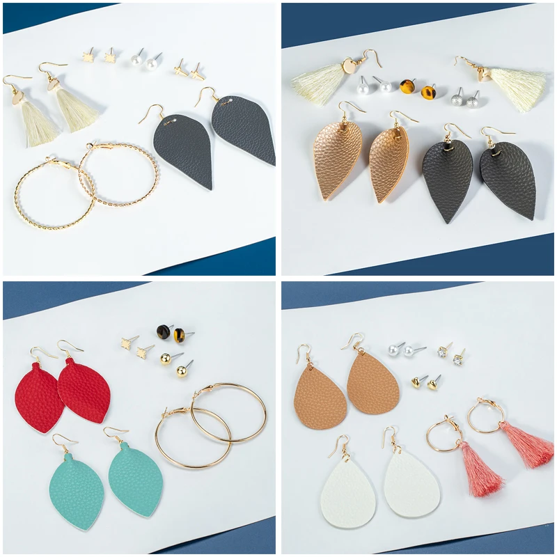 Женский винтажный Комплект сережек ZWC серьги в виде листьев с геометрическими