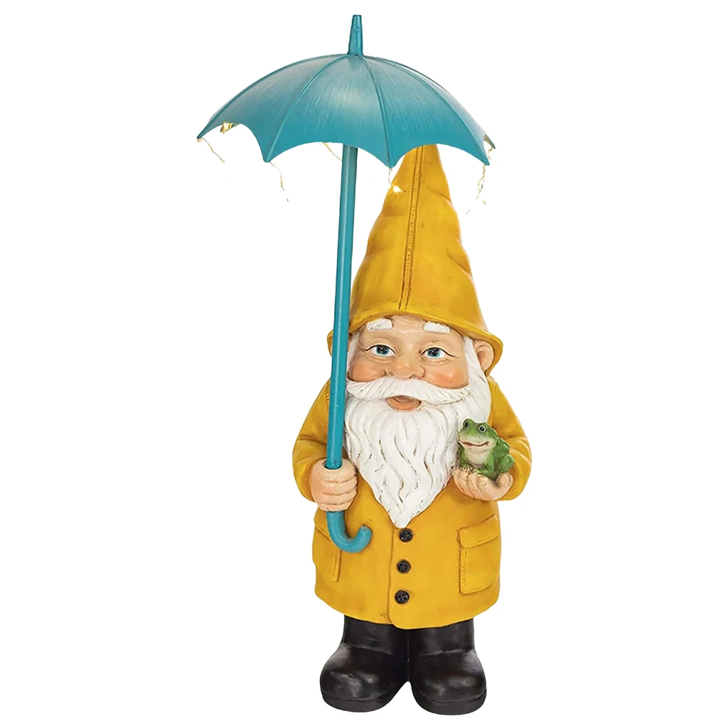 

Rain Slicker Gnome Solar Powered LED Light Statue Figurine Ornaments Gift